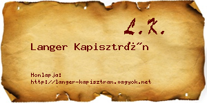 Langer Kapisztrán névjegykártya